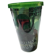 Star Wars Boba Fett Vaso Tapa Tapa Cazarrecompensas Diseño 16 Oz Plástico Verde