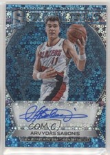 2017-18 Spectra Global Icons Neon Blue Prizm 20/49 Arvydas Sabonis Auto HOF 1u6