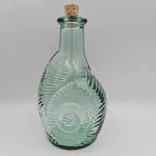 Heavy Green Glass Decanter Bottle Coastal Decor Nautilus Sea Snail Canada