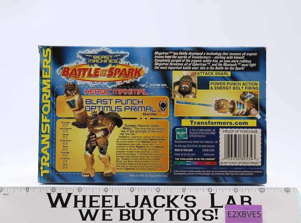 Blast Punch Optimus Primal Transformers Beast Machines 2001 Hasbro NUEVO SELLADO Foto 3 de 4