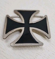 Vintage Maltese Iron Cross Belt Buckle. Pewter/Black. Biker/Gothic. LA Design