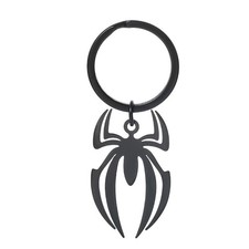Spider Design Keychain, Stainless Steel, Black