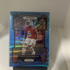 2023 Panini Prizm Christian Gonzalez RC Blue Wave #/199 Patriots Color Match