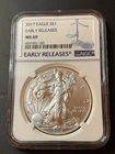 2017 Silver American Eagle, MS 69, NGC, Early Releases