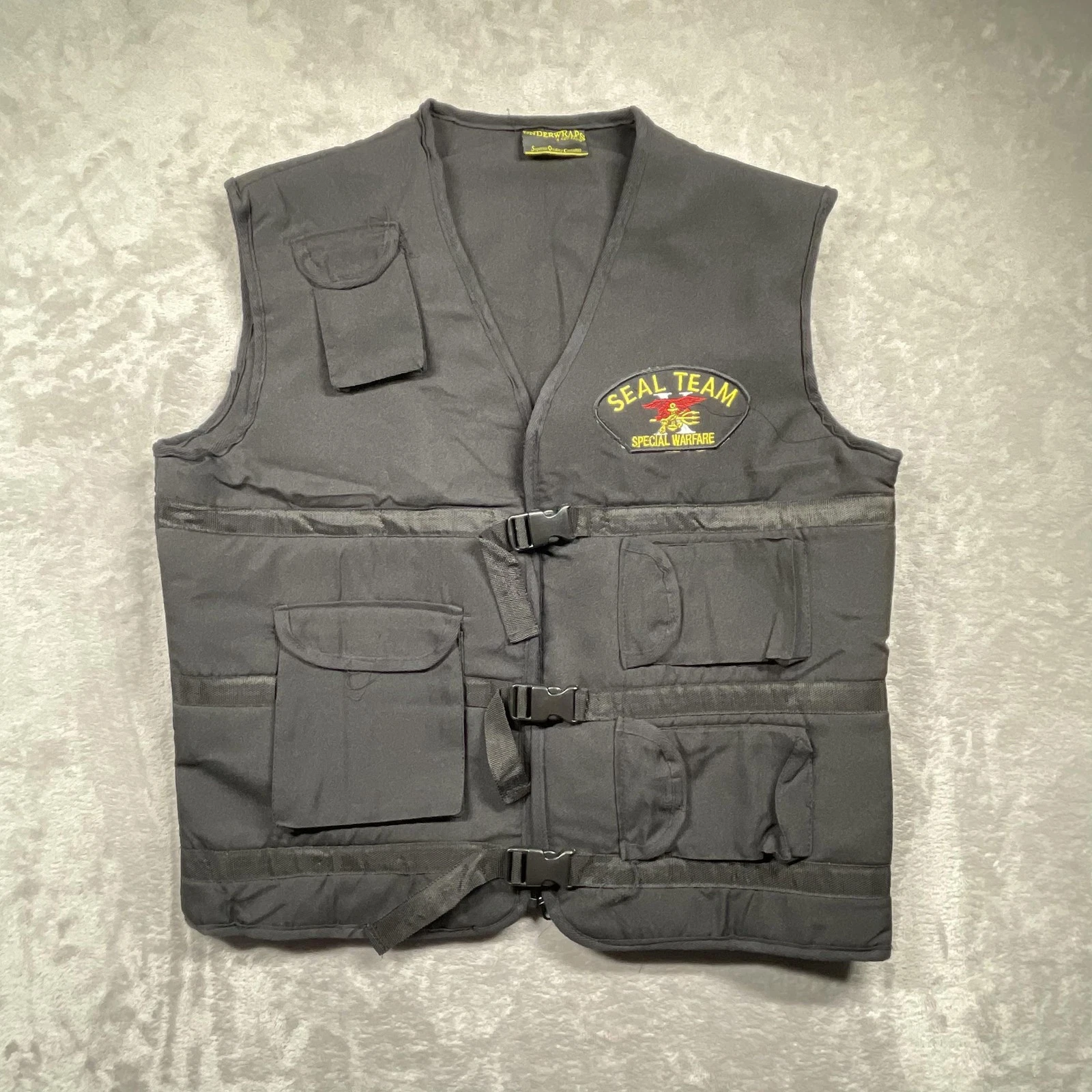 Underwraps Vest Mens XL Gray SEAL Team Tactical Costume Military Pockets Utility