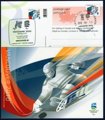 2010 Winter Olympics Vancouver Canada Ice Sledge Hockey Postcard 2026 Milan