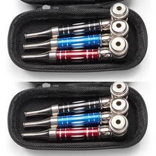 ( 6Pack ) 4.3" Long Metal Lay Flat Tobacco Smoking Hand Pipes with Caps Lids