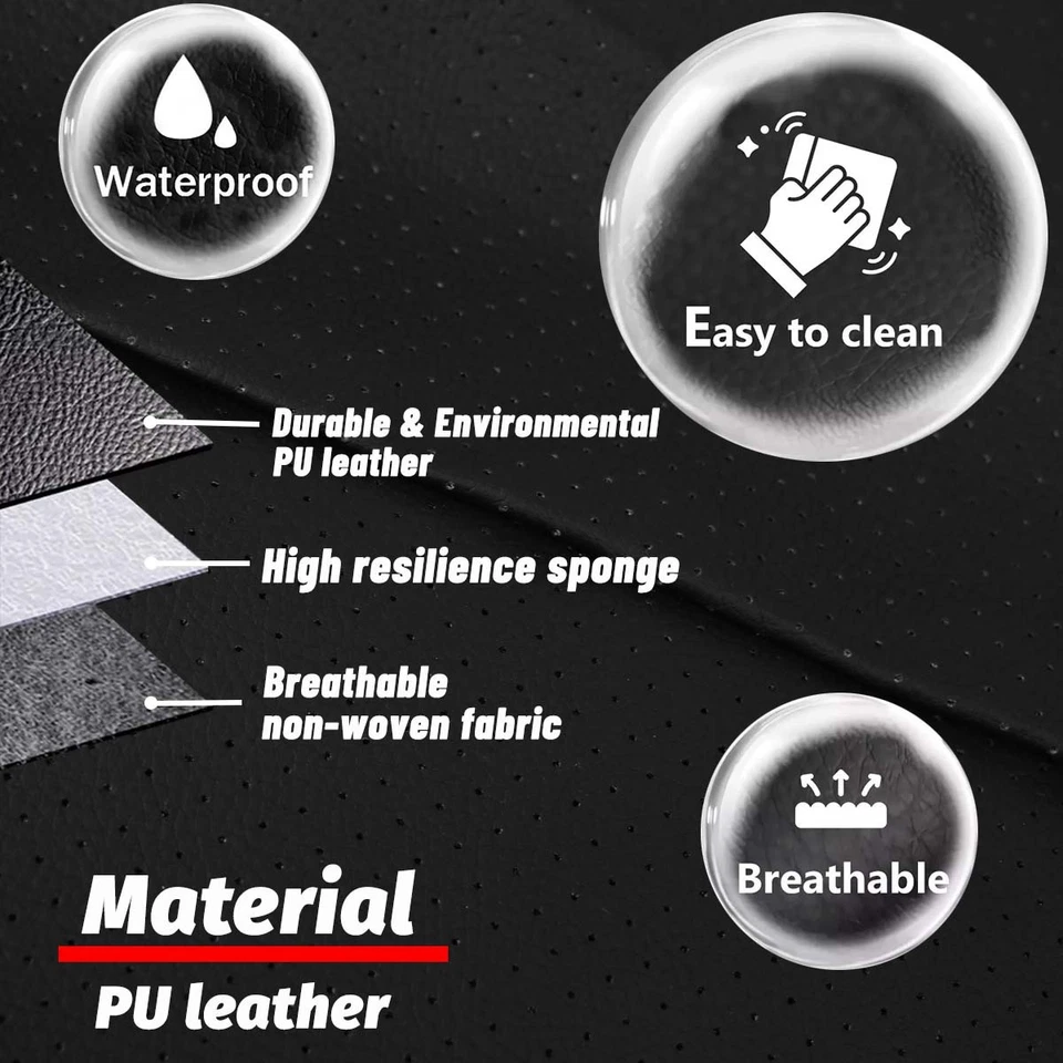 For Maserati GranTurismo 2-Door Black + Silver Leather Front Seat Cover Full Set Foto 4 de 4