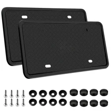 2 PCS Silicone License Plate Frame for Front & Rear Car Plate Bracket Holder