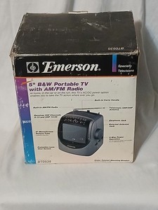 Vintage Emerson Black And White 5" Portable TV/VCR/ Radio Lile New Still In Box