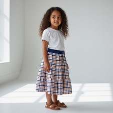 Skirt Girls 2/3 Colorful Checks Ruffle Tier Long 100 Cotton Mom and Pop's Kids