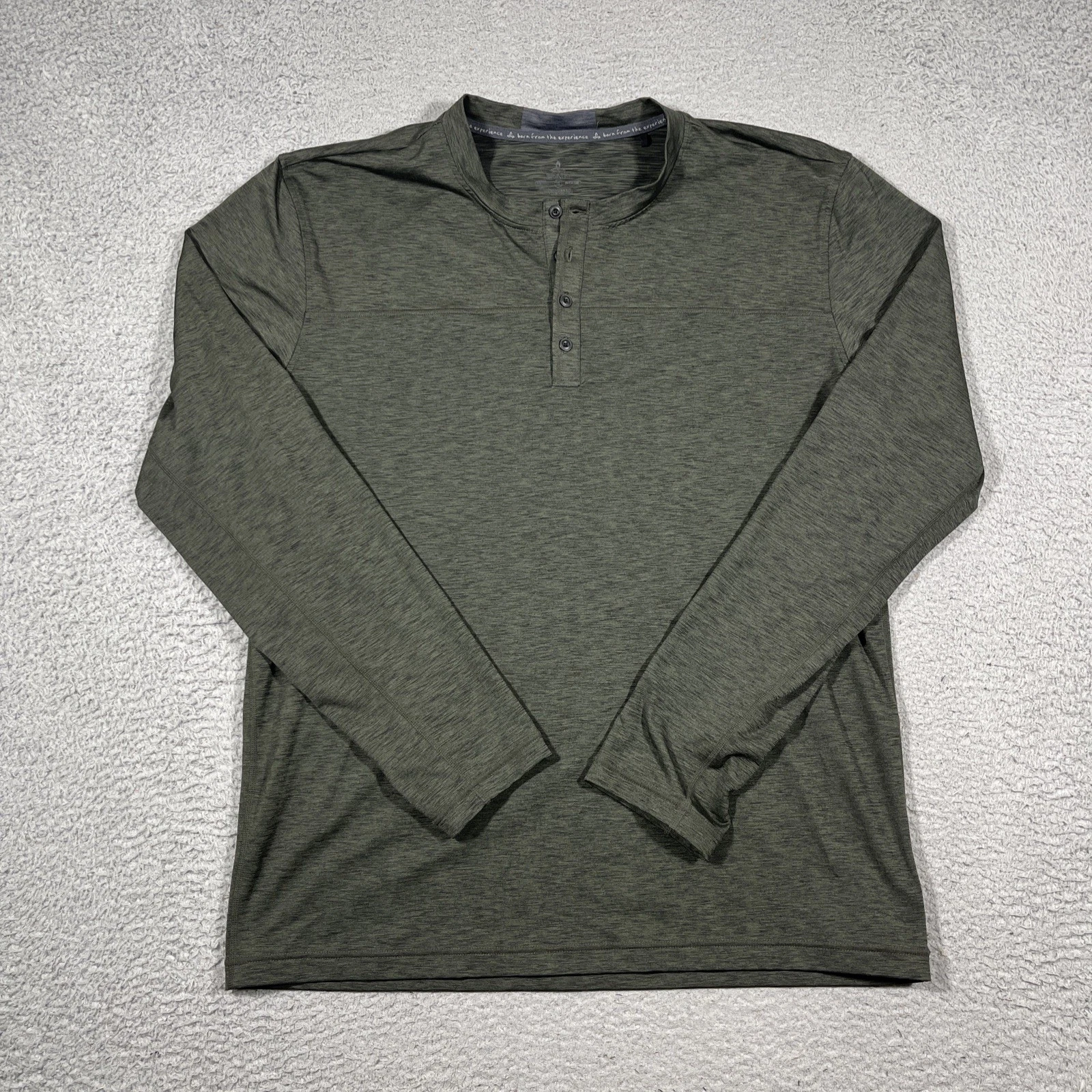 Prana Men's Sz XL Zylo Henley Green Athletic Shirt Stretchy Breathable