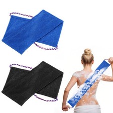 2 Pcs Back Scrubber with Handles, 29 Inch Nylon Bath Sponge Extended, Black/Blue