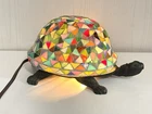 VTG Tiffany Style Mosaic Stained Glass Turtle Tortoise Table Night Light Lamp