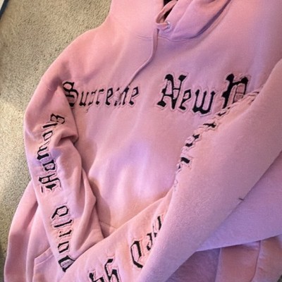 Supreme FW25 Pink Contrast Cutout hoodie, Men's L Script Logo