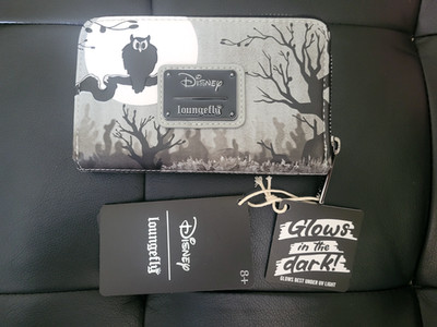 Loungefly Disney The Skeleton Dance 95th Anniversary Glow Zip Around Wallet, NEW