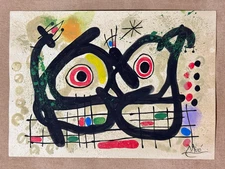 Joan Miro (Handmade) Drawing on antique paper Signed and Sealed size 21x29.5