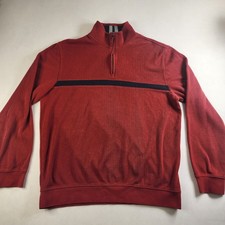 Arrow Mens Size XLT Tall 1/4 Zip Jacket L/S Sweater Pullover Red w/ Blue Accent