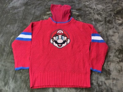 Super Mario Sweater Youth Boys 5 Red Turtleneck 2014 Nintendo Acrylic Knit Gamer