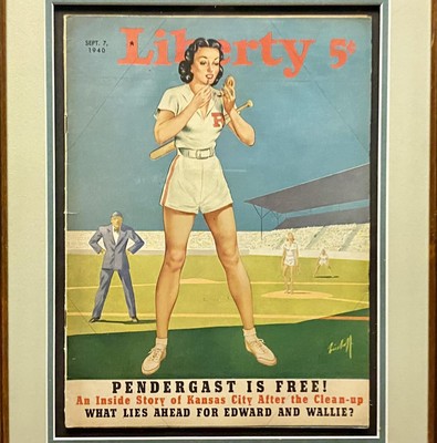 Vintage 1940 Liberty Magazine WWII War time Womens Baseball Cover
