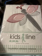 KidsLine Dragonfly Flowers Window Valance 14" x 60" NIP Pink Silver-Gray White