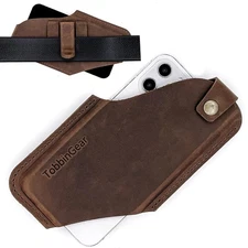 TobbinGear Leather Cell Phone Holster with Belt Clip Leather Belt Phone Pouch
