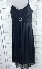 Black cocktail dress sz 6 chiffon overly rhinestone glitz by Alex Evening