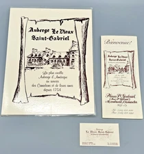 Vintage 1990's Auberge Le Dieux Saint-Gabriel Restaurant Menu Montreal Canada!
