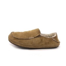 OluKai Nohea Drop Heel Winter Slippers Womens Size 6 EUR 36 Brown Leather Wool