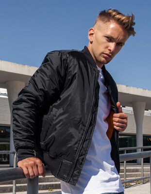 Herren Bomberjacke Jacke Innenfutter Orange Ärmeltasche Regular Bündchen S - 5XL