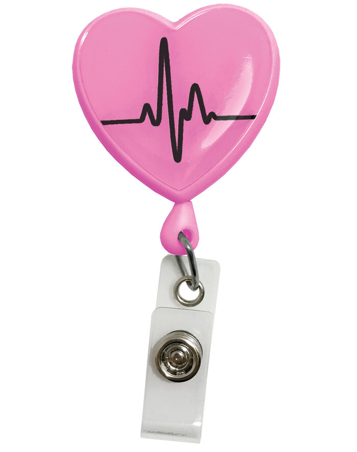 Retracteze™ ID Holder EKG Heart Pink Model: S13 Free Shipping | eBay