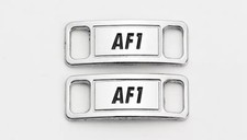 Nike AF1 Replacement Lace Tags Shoe badge Air Force Ones SILVER BLACK Drip
