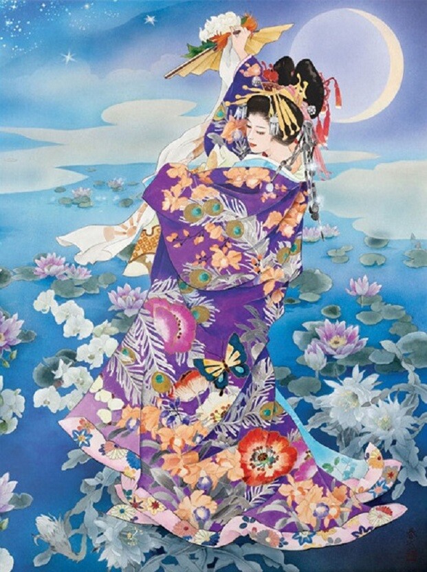 Jigsaw puzzle Ethnic Japanese Kimono Tsuki Hoshi 1000 piece