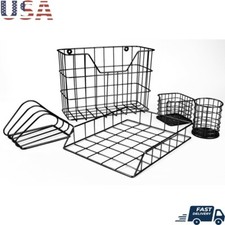 5 Piece Desk Organizer Set Pencil Holder Letter Sorter File Tray Sticky Note New