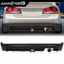 Fit For 06-11 Civic Sedan Rear Bumper Spoiler W 3rd Brake Light Muffler Tip