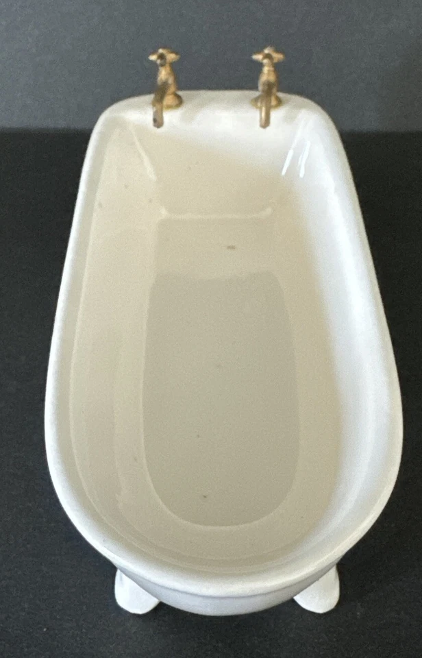 Shackman Dollhouse Bathroom Set 1:12 Scale Porcelain Bathtub Toilet Sink Unique - Image 3 of 4