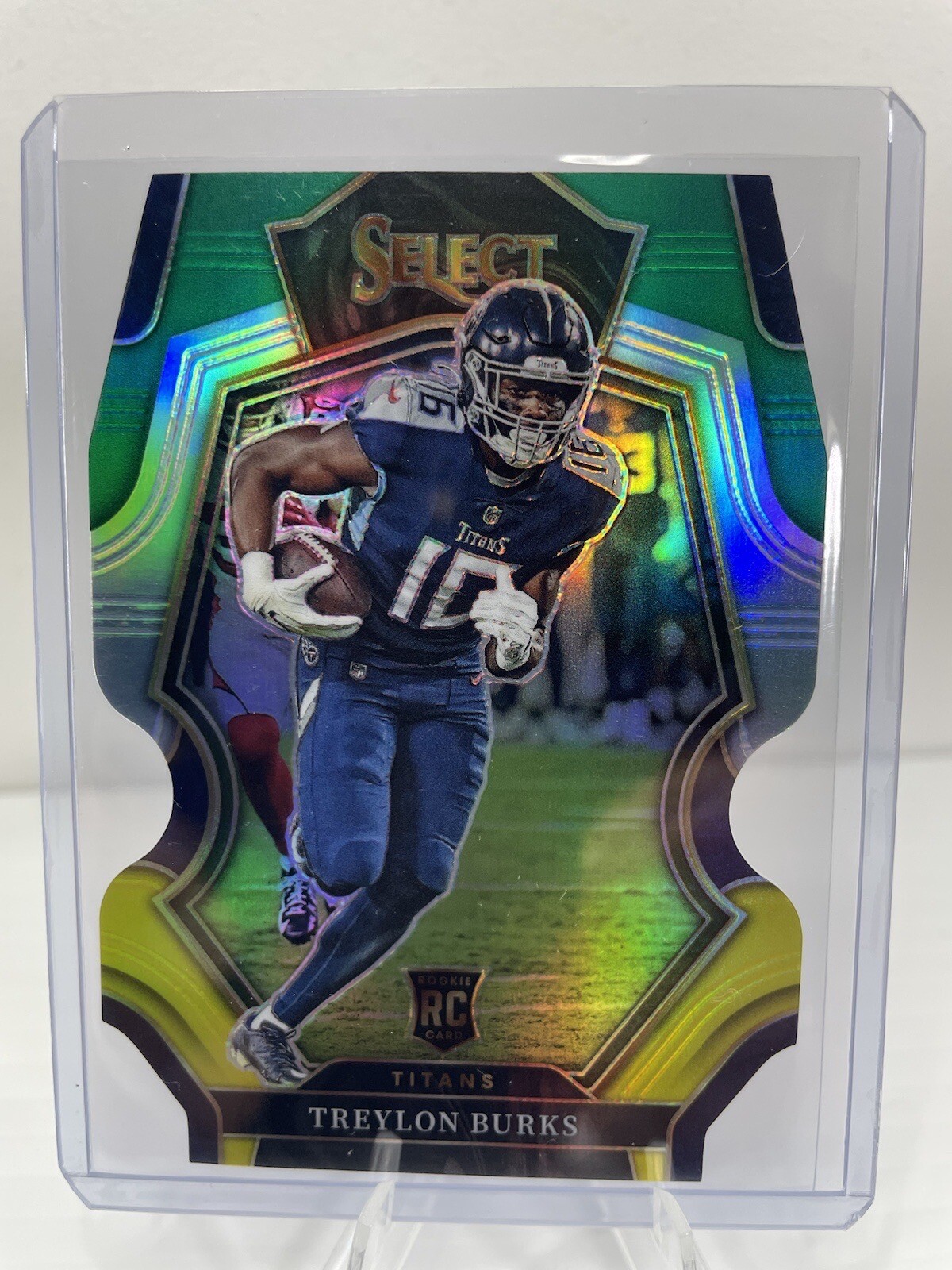 2022 Select Treylon Burks RC Premier Level Green And Yellow Prizm Rookie Die Cut