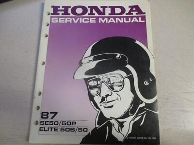 Honda Factory Service Shop Manual 1987 SE50 SE50P Elite50S Elite50 61GR100