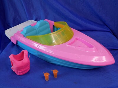 Barbie SPEED BOAT SKI BOAT w/ Life Vest Drinks Fold Up Sun Deck Floats 2020