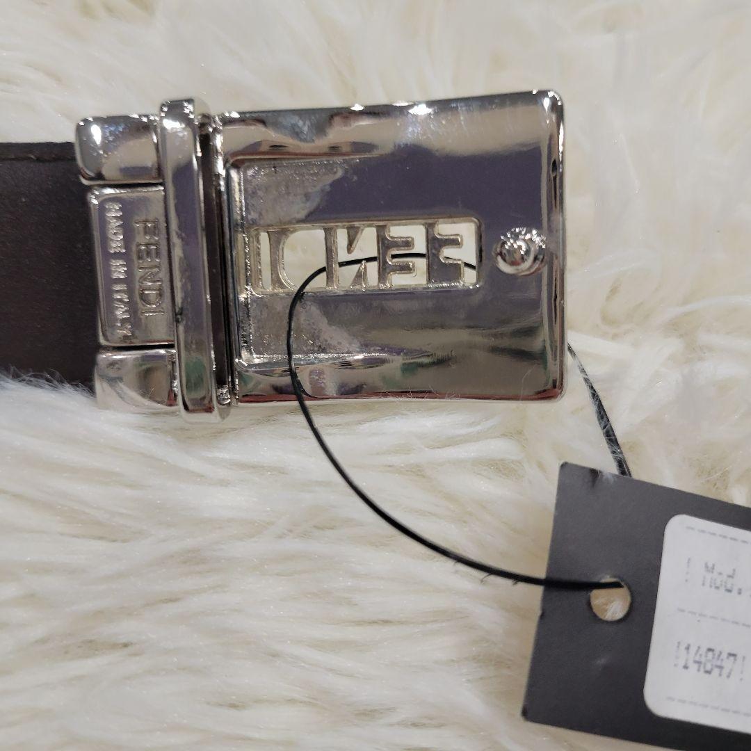 FENDI　フェンディ　ブラック×シルバー　ロゴ　ベルト　パンツ　スーツに　箱 FENDI Fendi Black Silver Logo Belt Pants Suit Box - Men's