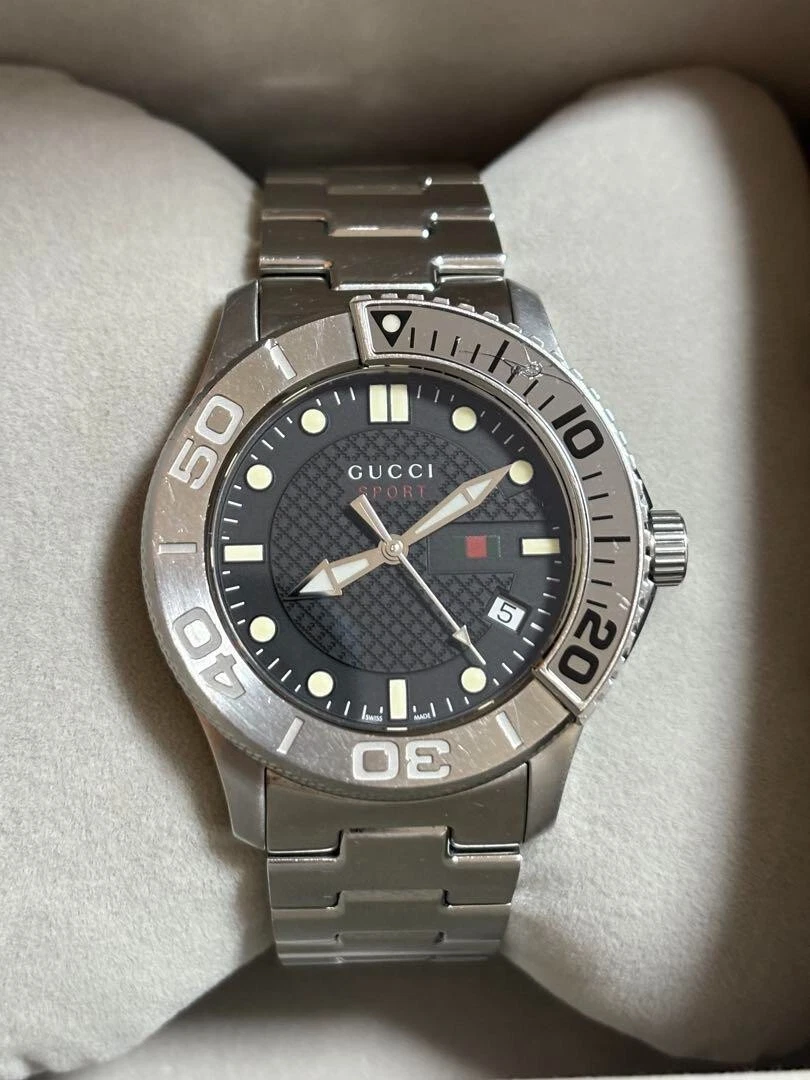 Orologio Uomo Gucci G Timeless Diver 126.2 Quadrante Nero Data Acciaio Inox