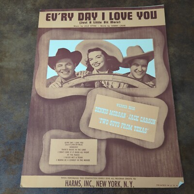 Ev'ry Day I Love You by Styne More (Vintage Sheet Music 1948) Two Guys Texas