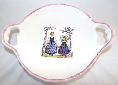 Hansi Ceramiques Elchinger Handled Bowl Dish Dutch Girls 9'' Decorative Pottery