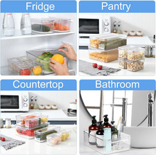 10 Pack Fridge Organizer, Stackable Refrigerator Organizer Bins with Lids, Bp...