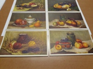 6 CPA NATURES MORTES FRUITS Signées E. MONSAC Edition Stehli