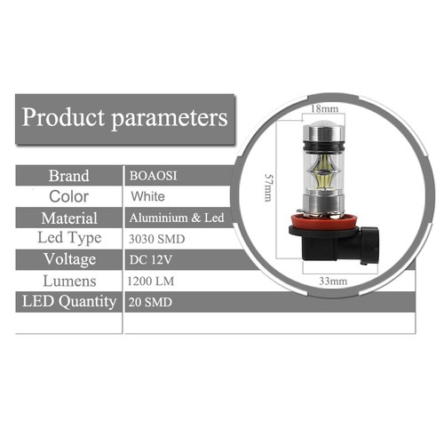 2x H8 H11 100W LED Fog Light Bulbs High Brightness Universal Car External Bulbs - Picture 6 of 8