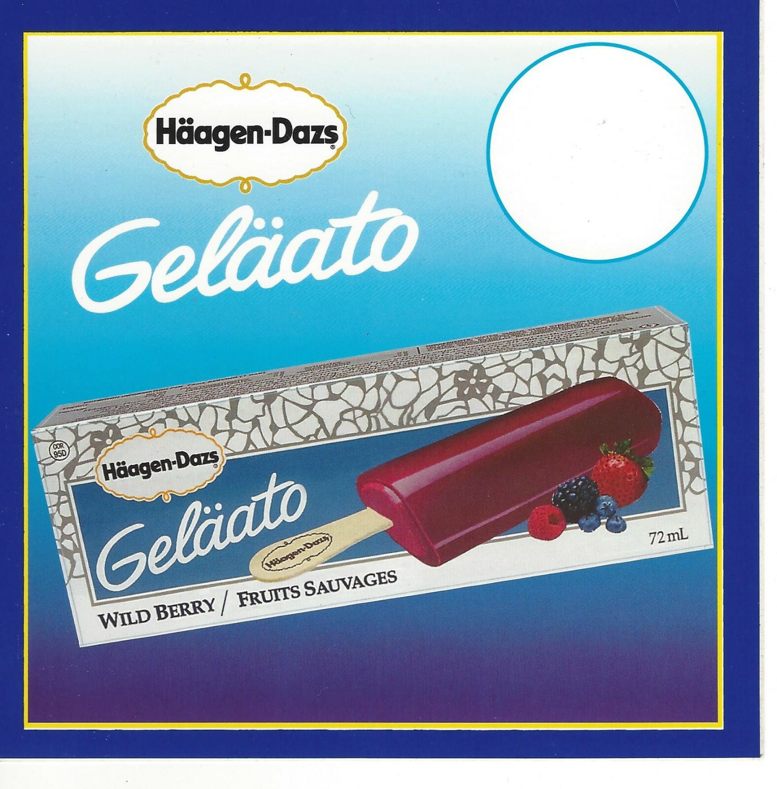 Häagen-Dazs Wild Berry Geläato Bar, Collectible Ice Cream Truck Decal/Sticker
