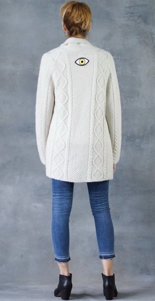 Suéter cardigã coração The Fishermen denim MÃE US$ 375 ESGOTADO💗 - Imagem 3 de 4