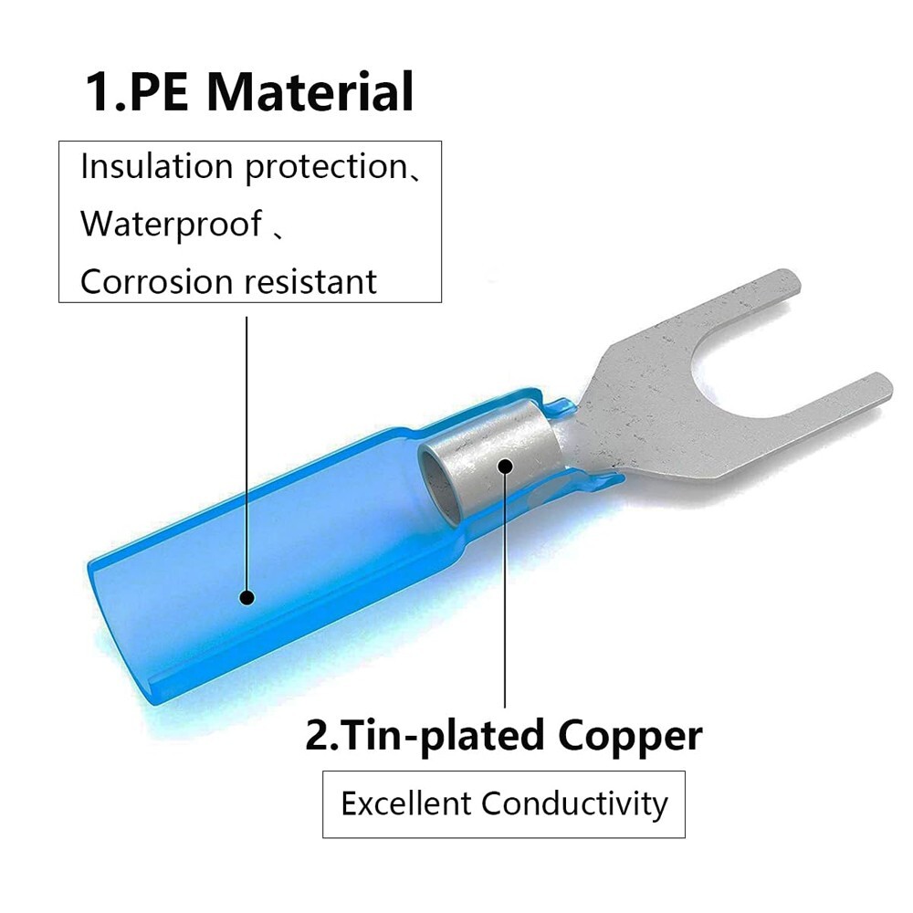 250x Heat Shrink Wire Connectors Electrical Ring Fork Spade Crimp Terminals Kit
