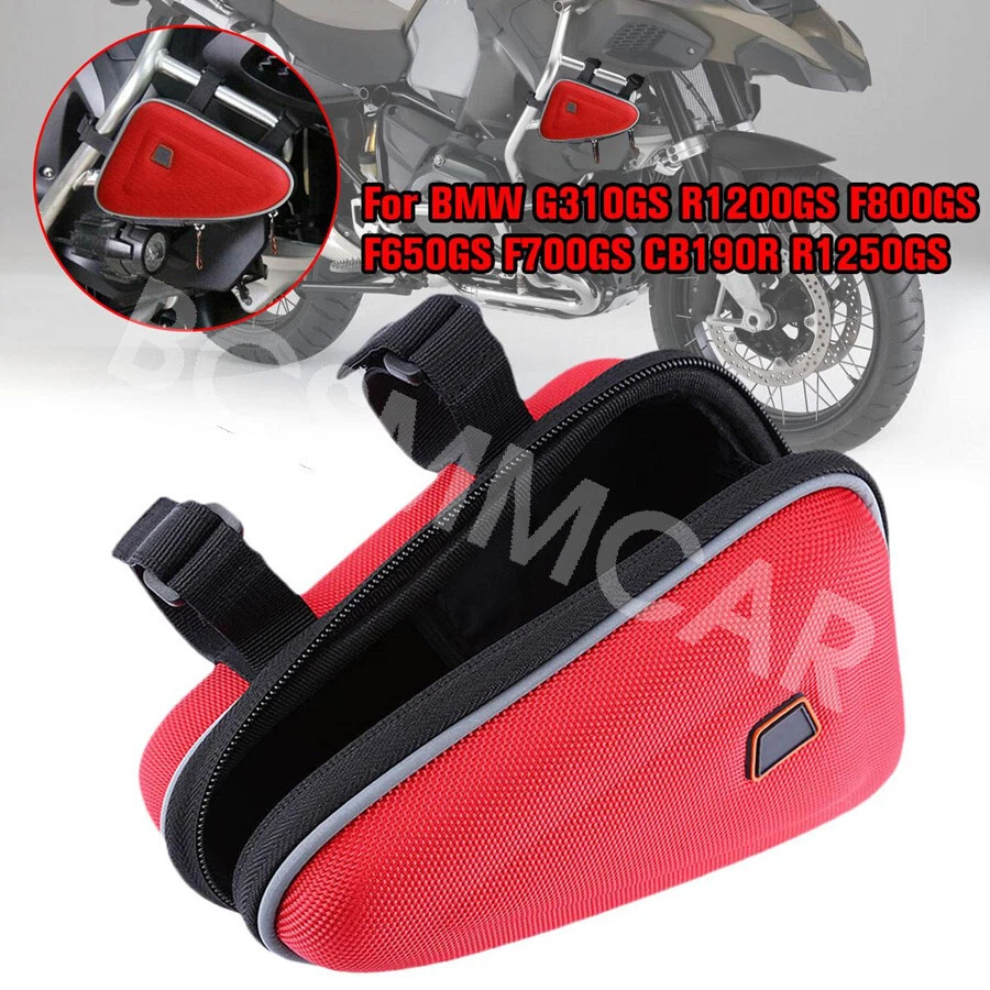 Bolsa de almacenamiento de sillín de motocicleta funda de barra protectora de motor bolsa de teléfono accesorios rojo Foto 3 de 4